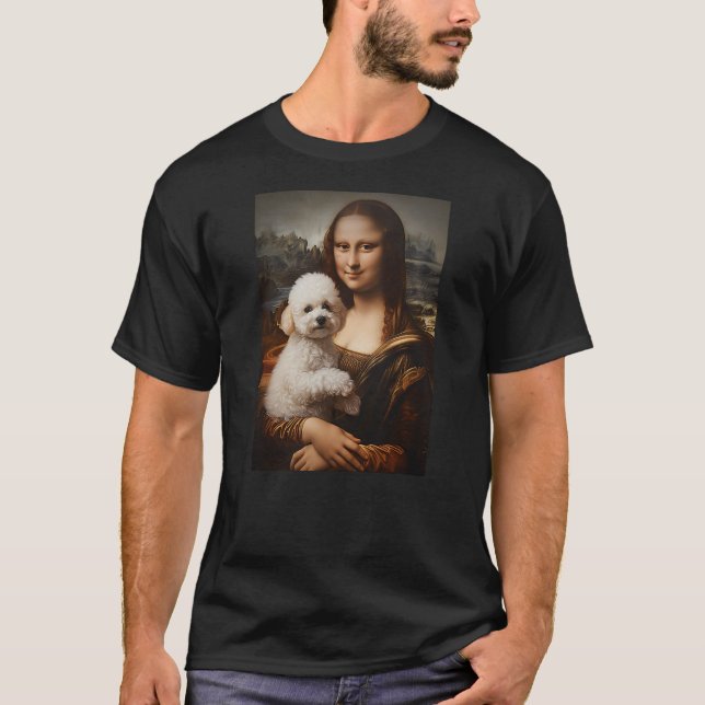 Bichon Frise Mona Lisa Painting Art Dog Mom Dad T-Shirt (Front)