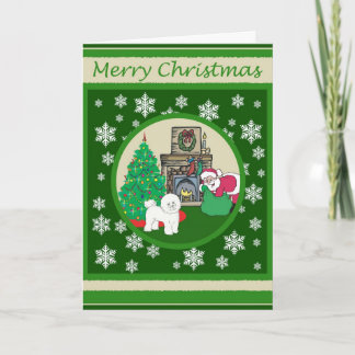 Bichon Frise Old Fashioned Christmas Holiday Card