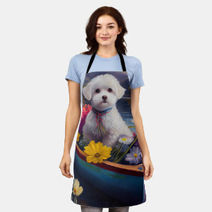 Bichon Frise on a Paddle: A Scenic Adventure Apron