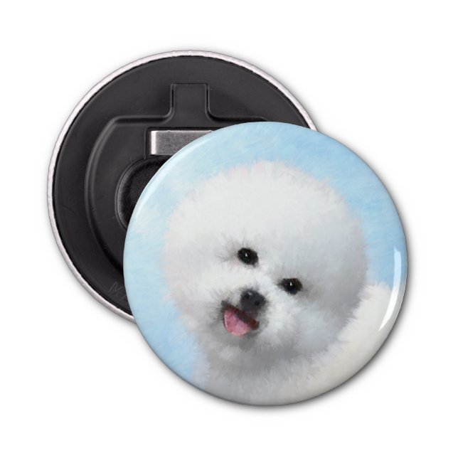 Bichon Frise Painting - Cute Original Dog Art Bottle Opener (Front)