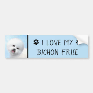 Bichon Frise Painting - Cute Original Dog Art Bumper Sticker