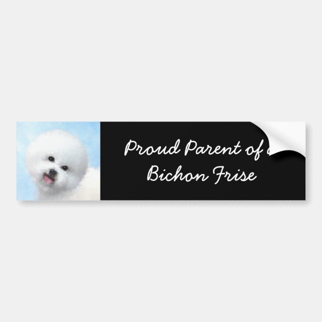 Bichon Frise Painting - Cute Original Dog Art Bumper Sticker (Front)