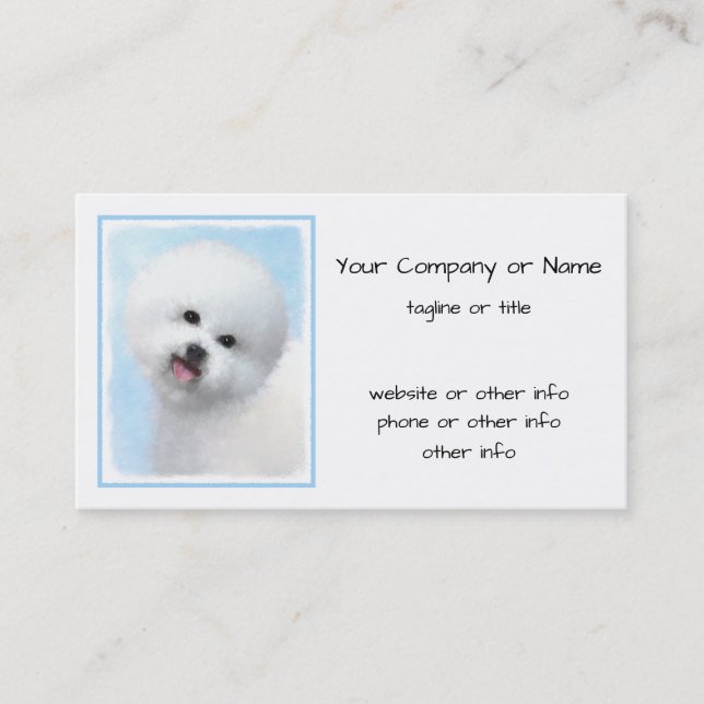 Bichon Frise Painting - Cute Original Dog Art Business Card (Front)