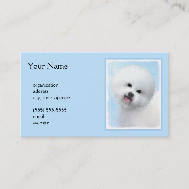 Bichon Frise Painting - Cute Original Dog Art Business Card (Front)