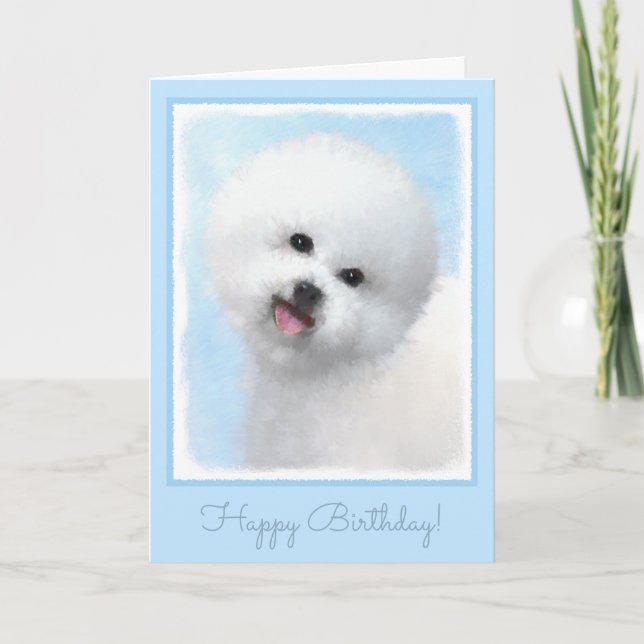 Bichon Frise Painting - Cute Original Dog Art Card (Front)