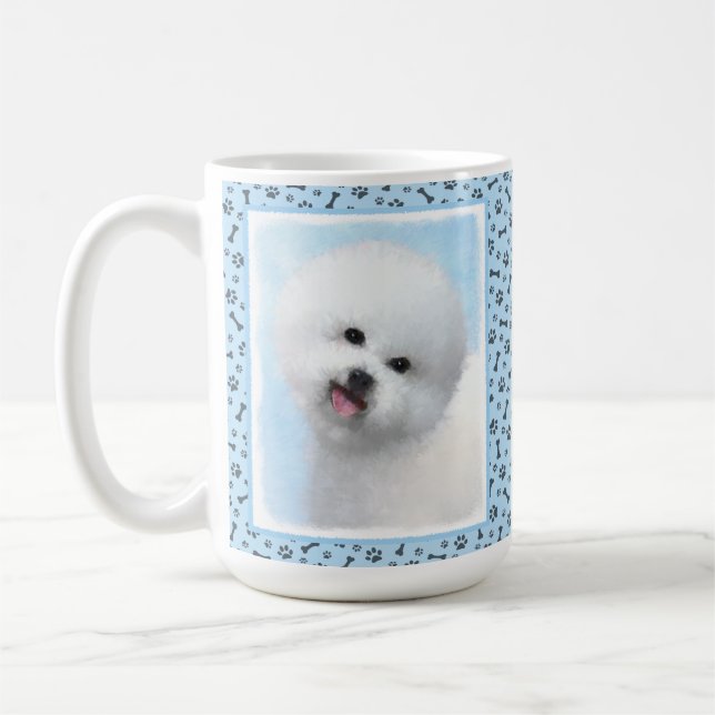 Bichon Frise Painting - Cute Original Dog Art Coffee Mug (Left)