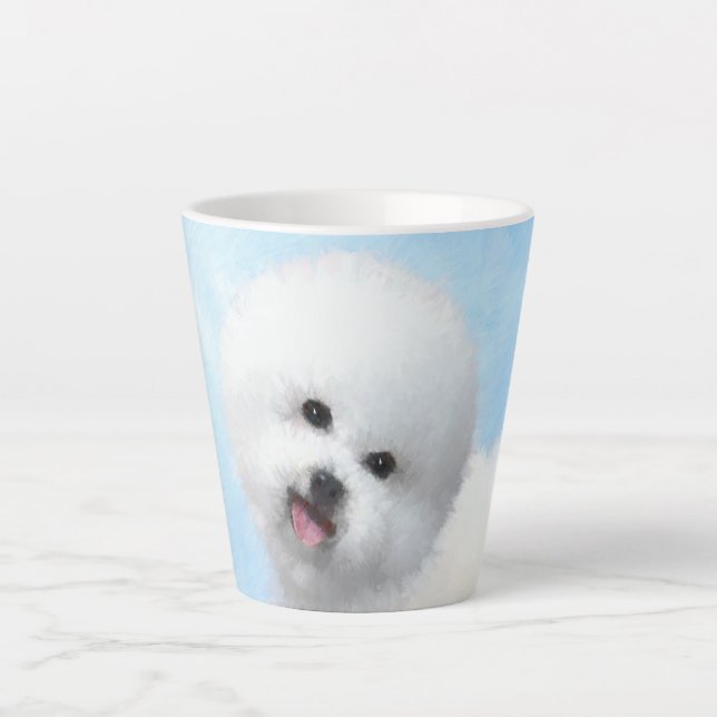 Bichon Frise Painting - Cute Original Dog Art Latte Mug (Front)