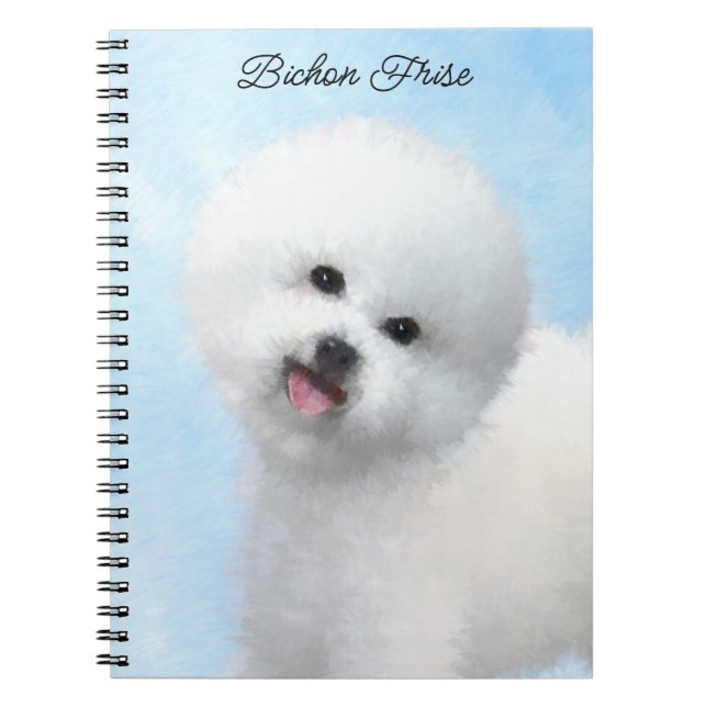 Bichon Frise Painting - Cute Original Dog Art Notebook (Front)
