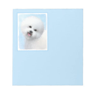 Bichon Frise Painting - Cute Original Dog Art Notepad
