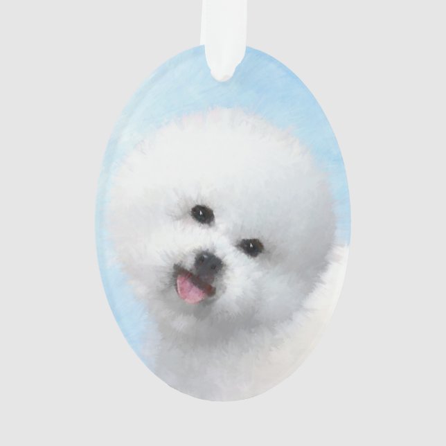Bichon Frise Painting - Cute Original Dog Art Ornament (Back)