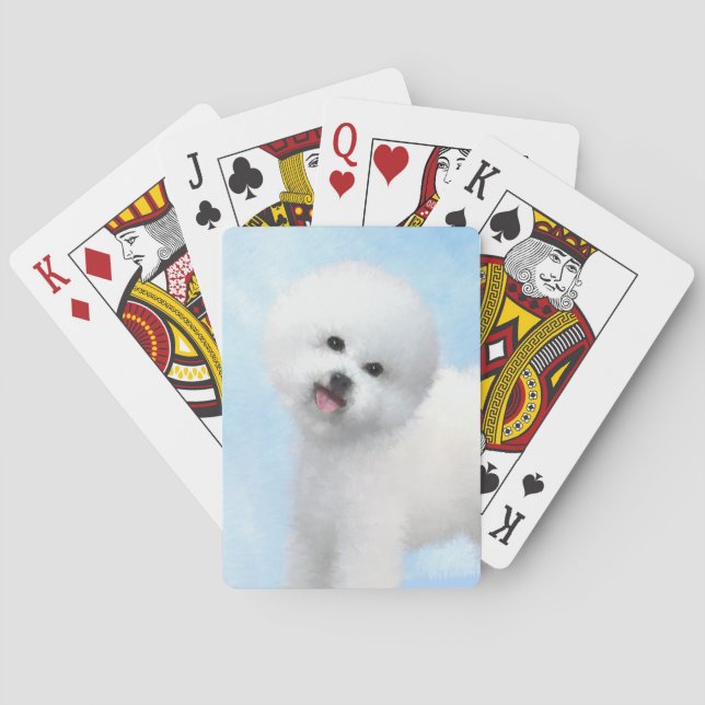 Bichon Frise Painting - Cute Original Dog Art Playing Cards (Back)