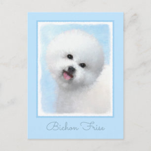 Bichon Frise Painting - Cute Original Dog Art Postcard