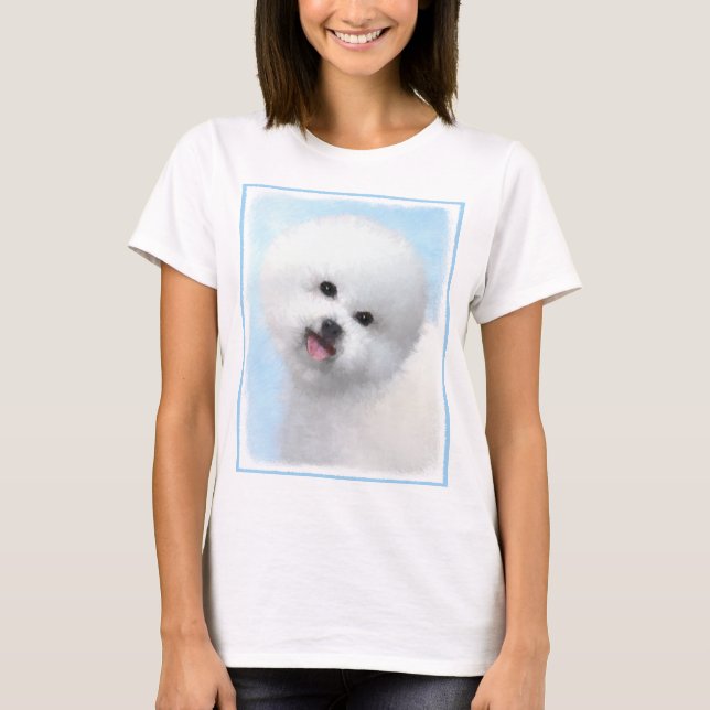 Bichon Frise Painting - Cute Original Dog Art T-Shirt (Front)