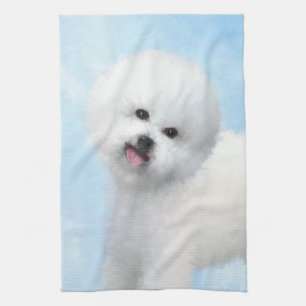 Bichon Frise Painting - Cute Original Dog Art Tea Towel