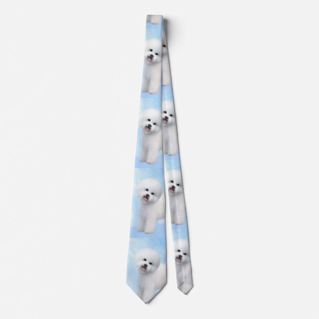 Bichon Frise Painting - Cute Original Dog Art Tie (Front)