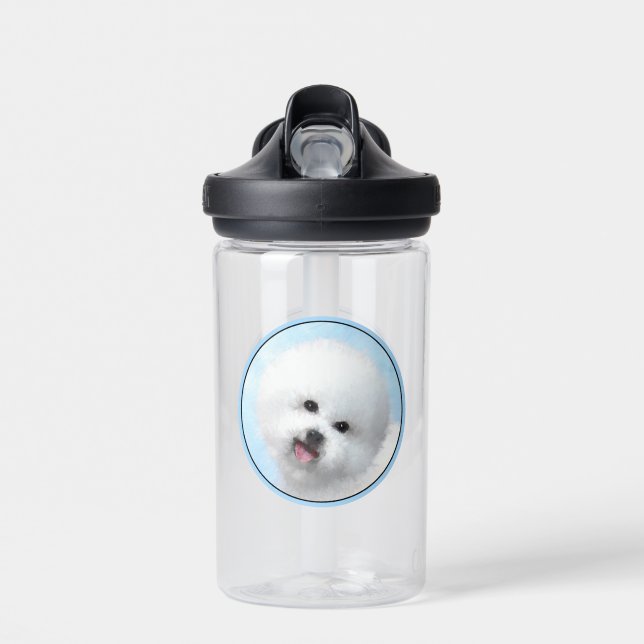 Bichon Frise Painting - Cute Original Dog Art Water Bottle (Front)