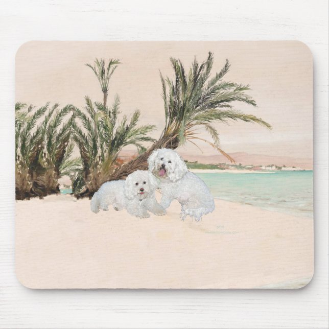 Bichon Frise Palmy Beach Mouse Mat (Front)