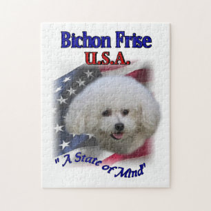 Bichon Frise Patriotic Jigsaw Puzzle