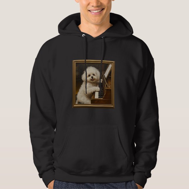 Bichon Frise Piano Dog Hoodie (Front)
