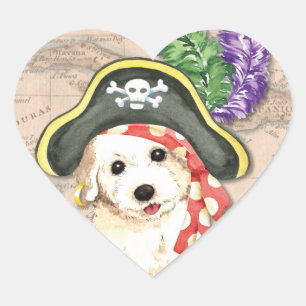 Bichon Frise Pirate Heart Sticker