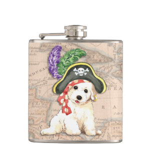 Bichon Frise Pirate Hip Flask