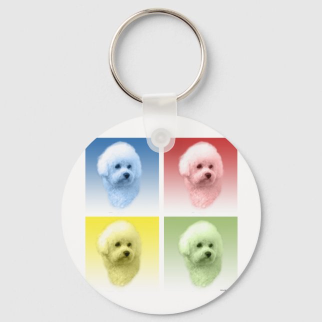 Bichon Frise Pop Art Key Ring (Front)