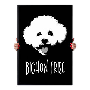 Bichon Frise Pop Art Minimalist Chic Black & White Poster