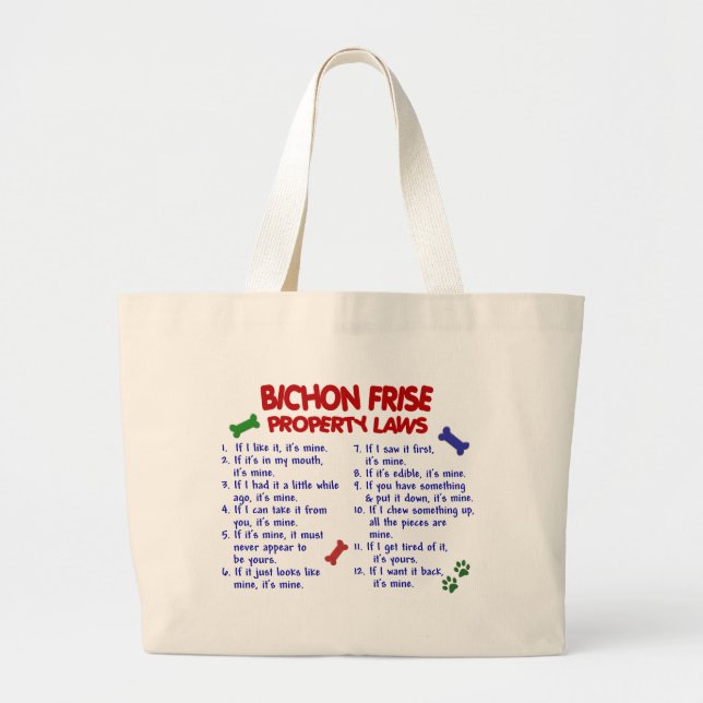 BICHON FRISE Property Laws 2 Large Tote Bag (Front)