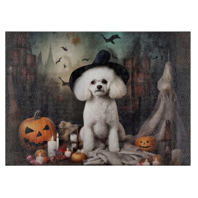 Bichon Frise Pumpkins Halloween Scary Cutting Board (Front)