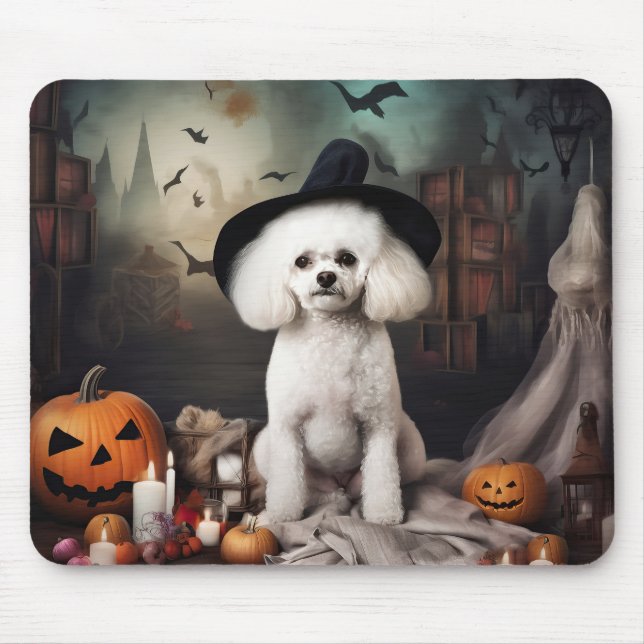 Bichon Frise Pumpkins Halloween Scary Mouse Mat (Front)