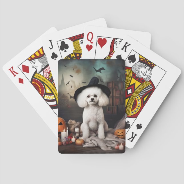 Bichon Frise Pumpkins Halloween Scary Playing Cards (Back)