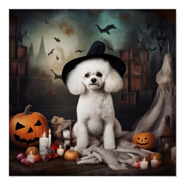 Bichon Frise Pumpkins Halloween Scary Poster (Front)