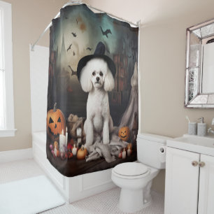 Bichon Frise Pumpkins Halloween Scary Shower Curtain