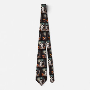 Bichon Frise Pumpkins Halloween Scary Tie