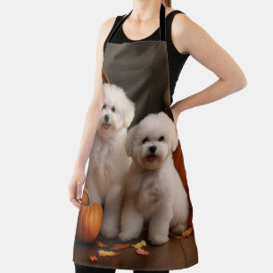 Bichon Frise Puppy Autumn Delight Pumpkin Apron