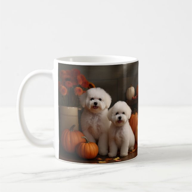 Bichon Frise Puppy Autumn Delight Pumpkin  Coffee Mug (Left)
