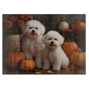 Bichon Frise Puppy Autumn Delight Pumpkin Cutting Board