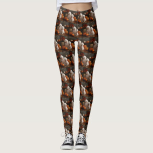 Bichon Frise Puppy Autumn Delight Pumpkin  Leggings