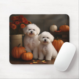 Bichon Frise Puppy Autumn Delight Pumpkin  Mouse Mat
