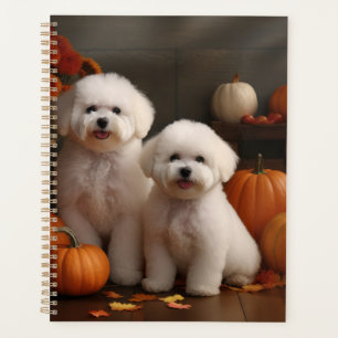 Bichon Frise Puppy Autumn Delight Pumpkin  Planner