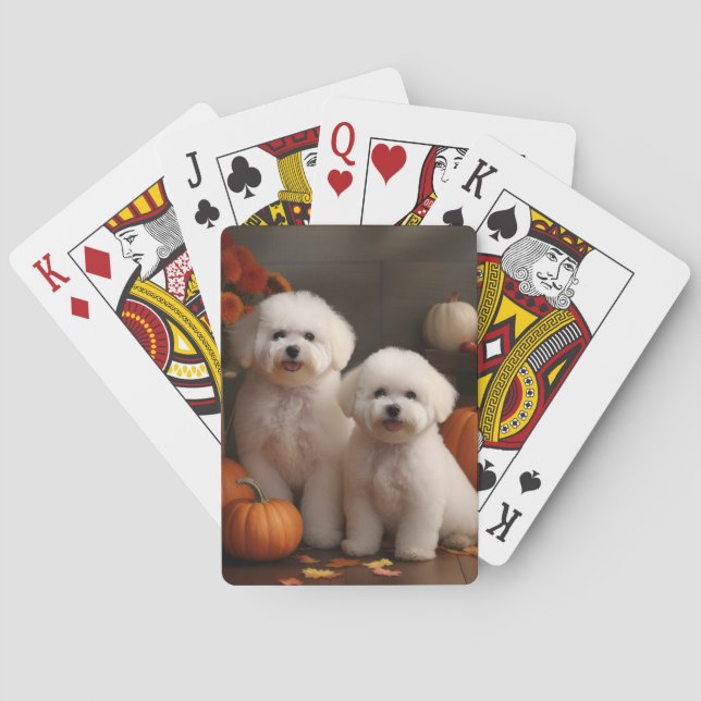 Bichon Frise Puppy Autumn Delight Pumpkin  Playing Cards (Back)