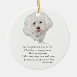 Bichon Frise Rainbow Bridge Ceramic Tree Decoration