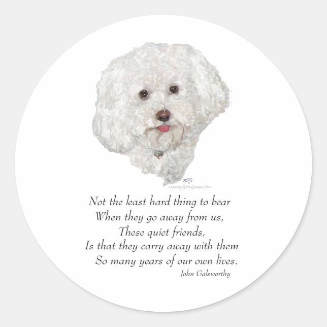 Bichon Frise Rainbow Bridge Classic Round Sticker (Front)