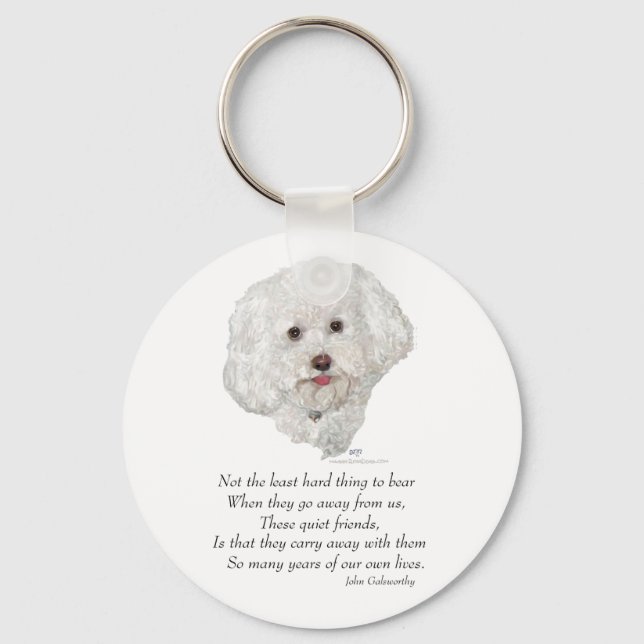 Bichon Frise Rainbow Bridge Key Ring (Front)