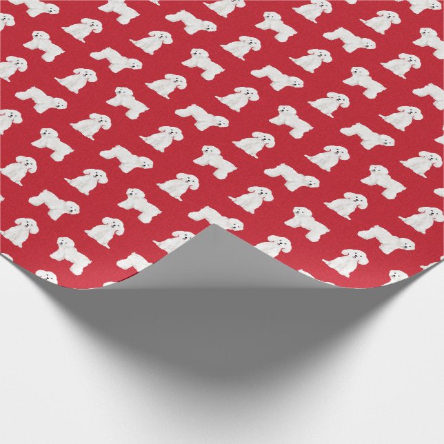 Bichon Frise Red Christmas Wrapping Paper (Corner)