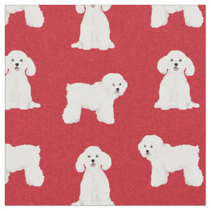 Bichon Frise red dog christmas Fabric