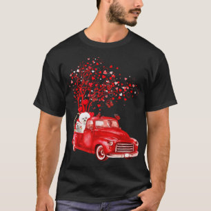 Bichon Frise Riding Red Truck Valentine funny anim T-Shirt