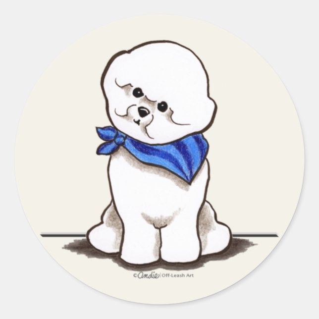 Bichon Frise Sailor Boy Blue Classic Round Sticker (Front)