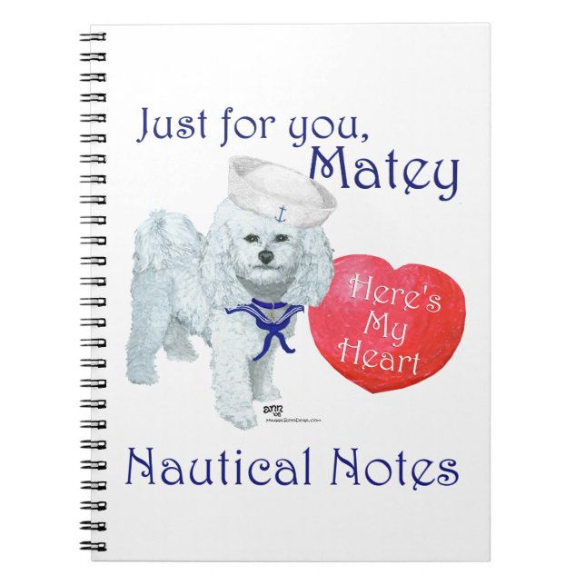 Bichon Frise Sailor Valentine Notebook (Front)