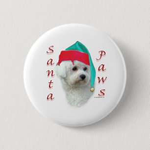 Bichon Frise Santa Paws 6 Cm Round Badge